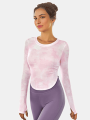 Women's Tie Dye Long Sleeve Fitness Top Quick Dry Stretchy Activewear
