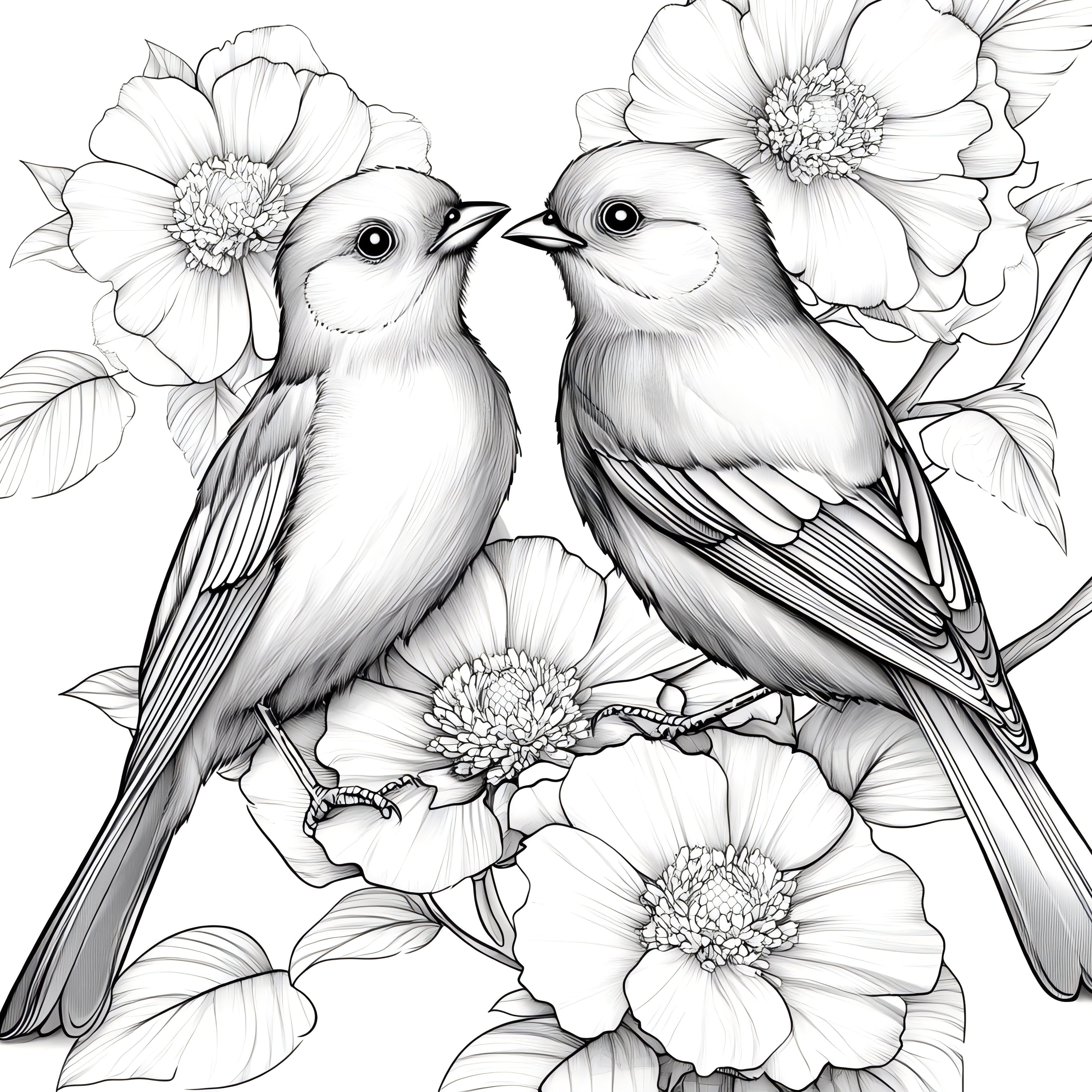 Flowers and Birds Coloring Book Adults Relax Mind Body Painting Picture Book