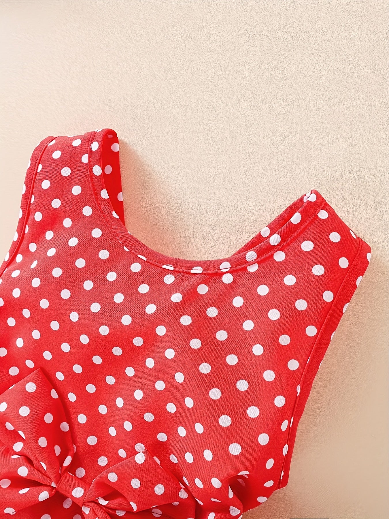 Toddler Baby Girls Bow Polka Dot Sleeveless Dress Princess Dress For Party