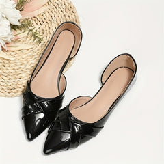 Women's Cut Out Patent Leather Ballet Flats Soft Sole