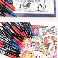 6Pcs Permanent Art Marker Pen Fine Point Waterproof Thin Nib Red 1.5mm