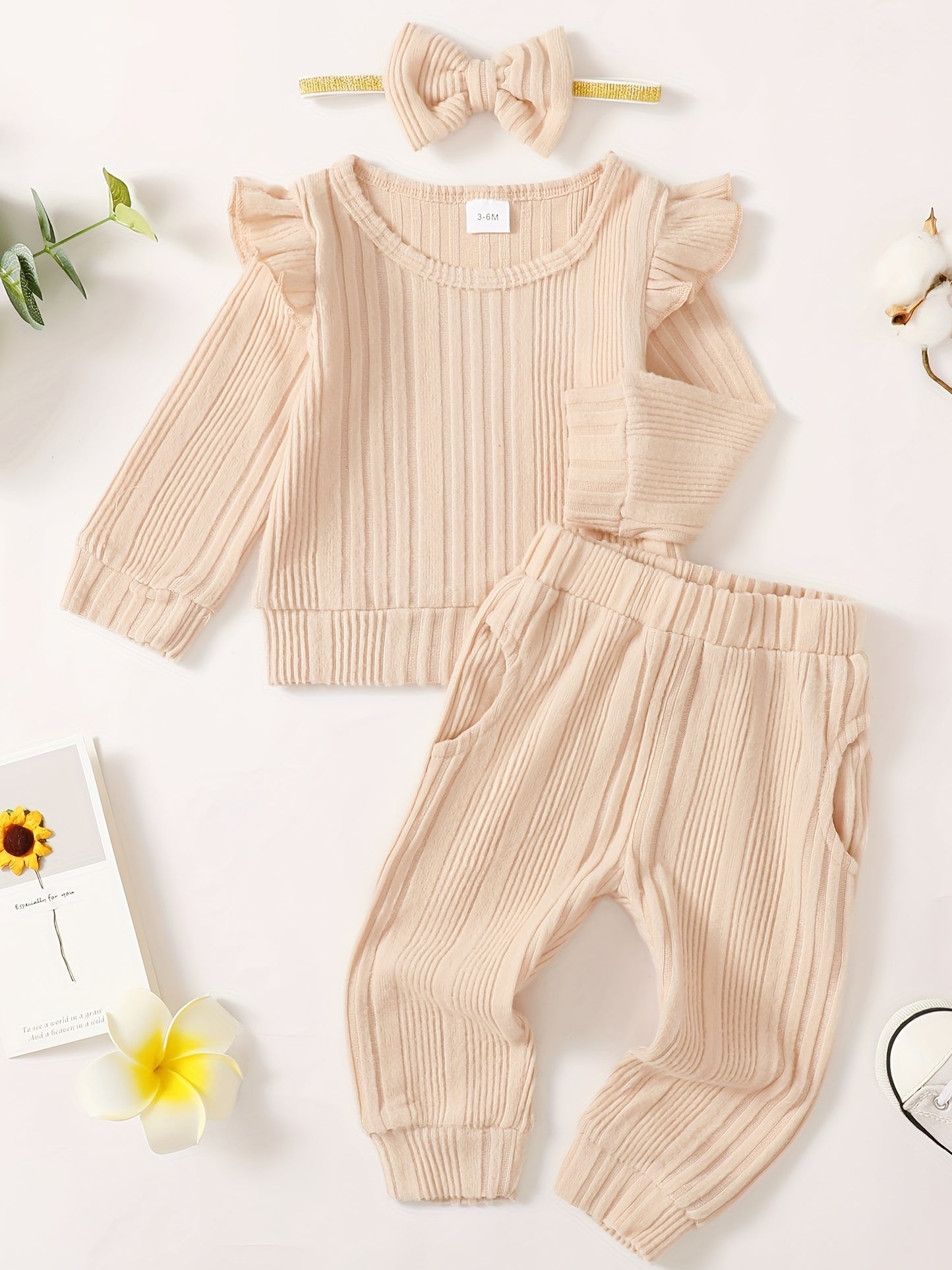 Baby Girls Pullover Sweatshirt Ruffle Sleeve Tops Pants