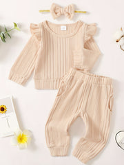 Baby Girls Pullover Sweatshirt Ruffle Sleeve Tops Pants