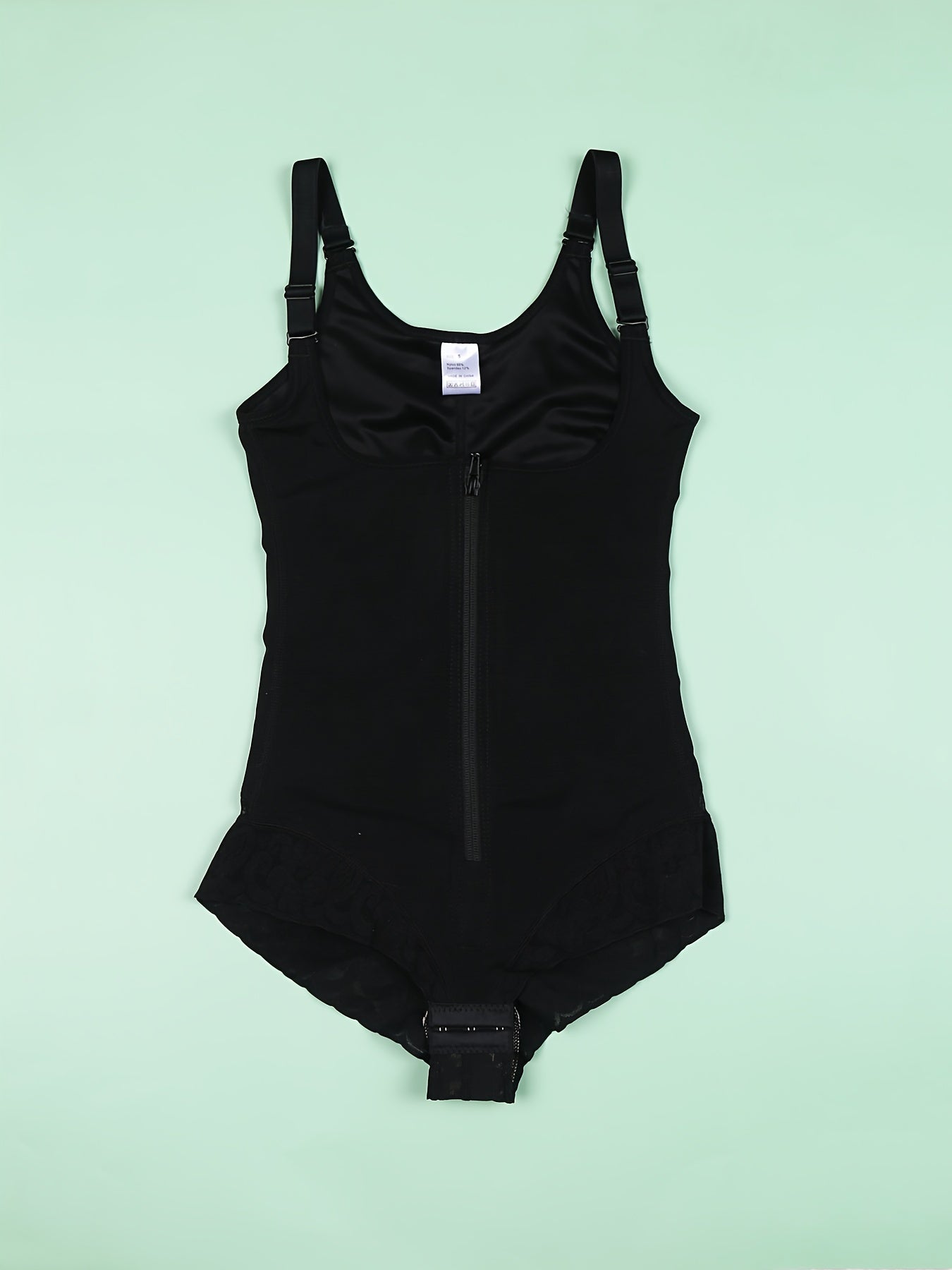 Solid Front Zipper Bodysuit Shapewear