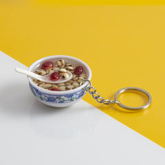 Porcelain Rice Bowl Keychain Food Toy Pendant Gift for Christmas Halloween