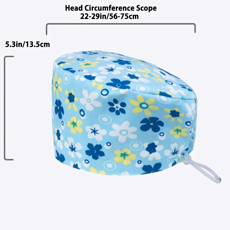 Printed Adjustable Work Cap Scrub Nurse Hat Men Women