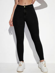Slim Fit Skinny Jeans High Stretch Button Closure Women's Denim Jeans