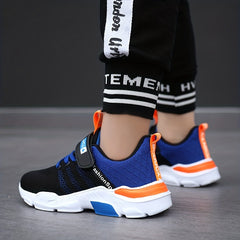 Boys Striped Knit Sneakers with Hook and Loop Fastener