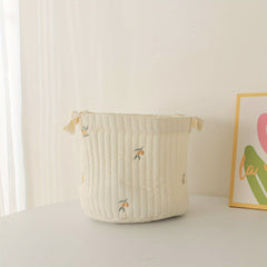 Stylish Embroidered Cotton Storage Basket