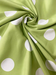 Polka Print Casual Dress Round Neck