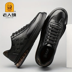LAORENTOU Men's Leather Lace Up Skate Shoes British Style