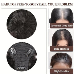 10" Curly Wave Hair Topper 100% Human Hair Extensions Clip In