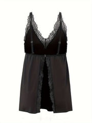 Lace V Neck Babydoll Dress