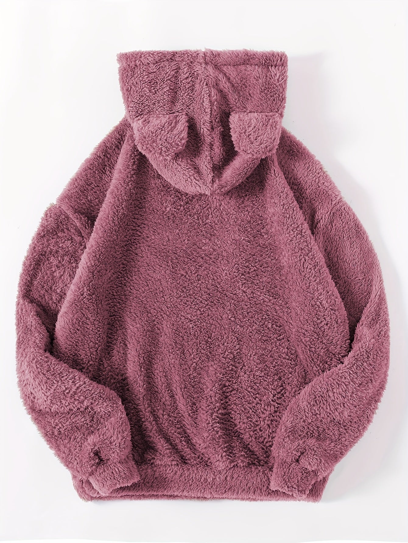 Solid Kangaroo Fuzzy Hoodie Long Sleeve Hoodies Sweatshirt Women's Clothing