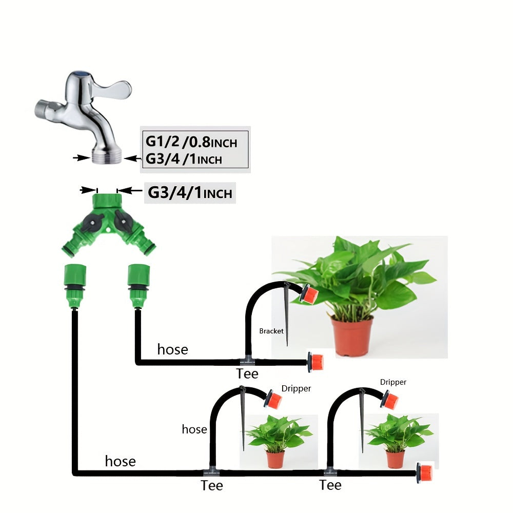 DIY Drip Irrigation System Automatic Watering Kit with 8 Hole Dripper Sprinkler