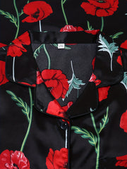 Satin Floral Print Nightdress Cooling Comfort Short Sleeve Nightshirts