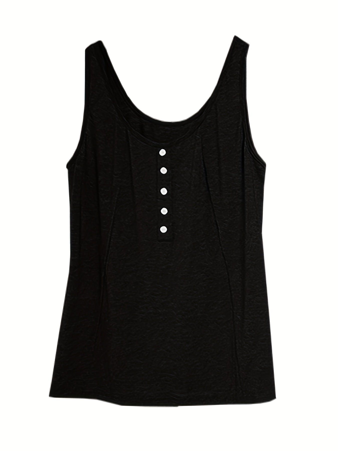 Button Decor Tank Top Sleeveless Round Neck Loose Casual Summer