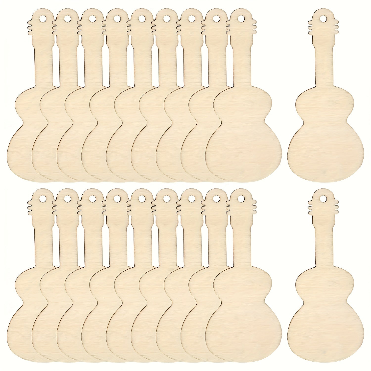 20pcs Guitar Shaped Wooden Cutouts Music Discs with Twines for DIY Crafts