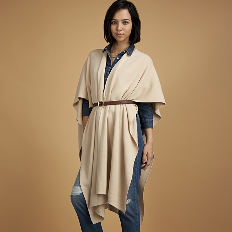 Apricot Cotton Knitted Shawls Long Wraps Scarf Windproof Warm Cape