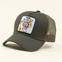Embroidered Tiger Net Baseball Cap Men Women Hip hop Peaked Cap