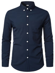 Men s Slim Fit Long-sleeved Button Shirt