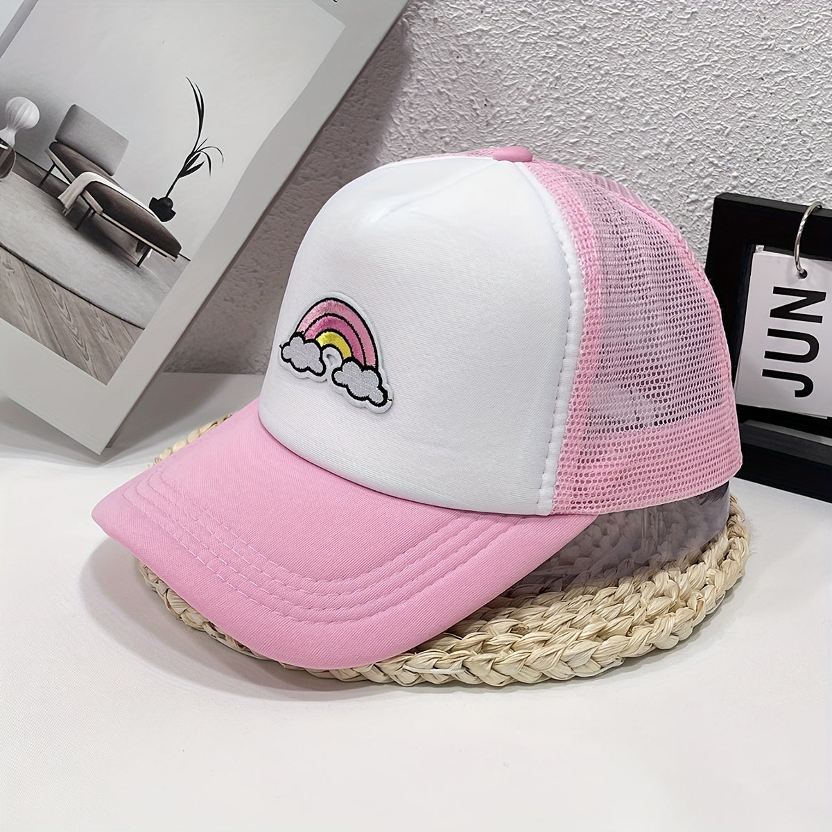 Candy Rainbow Baseball Cap Patch Trucker Hat for Women
