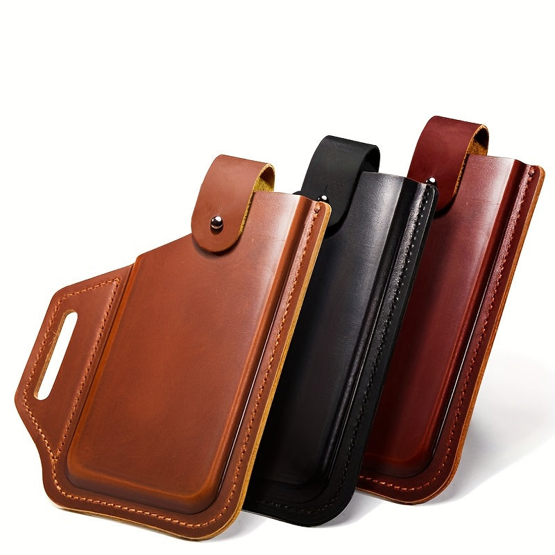 Leather Retro Mobile Phone Pocket Men's Belt Hanging Bag