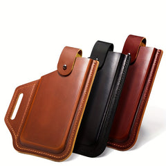 Leather Retro Mobile Phone Pocket Men's Belt Hanging Bag