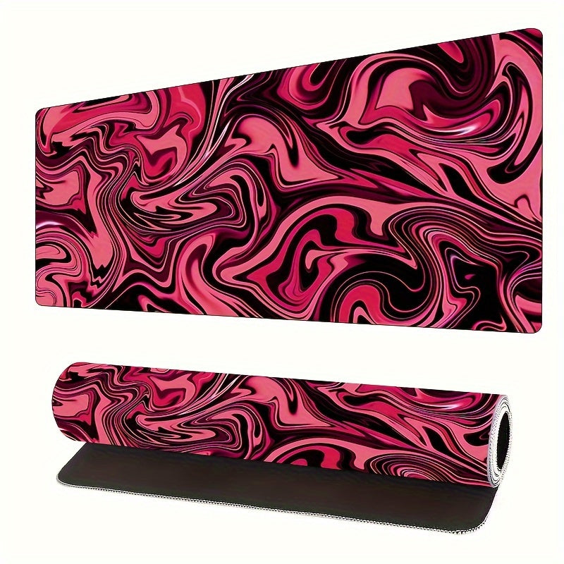 Red Topographic Abstract Waves Mouse Pad Anti Slip Rubber Desk Mat