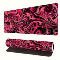 Red Topographic Abstract Waves Mouse Pad Anti Slip Rubber Desk Mat