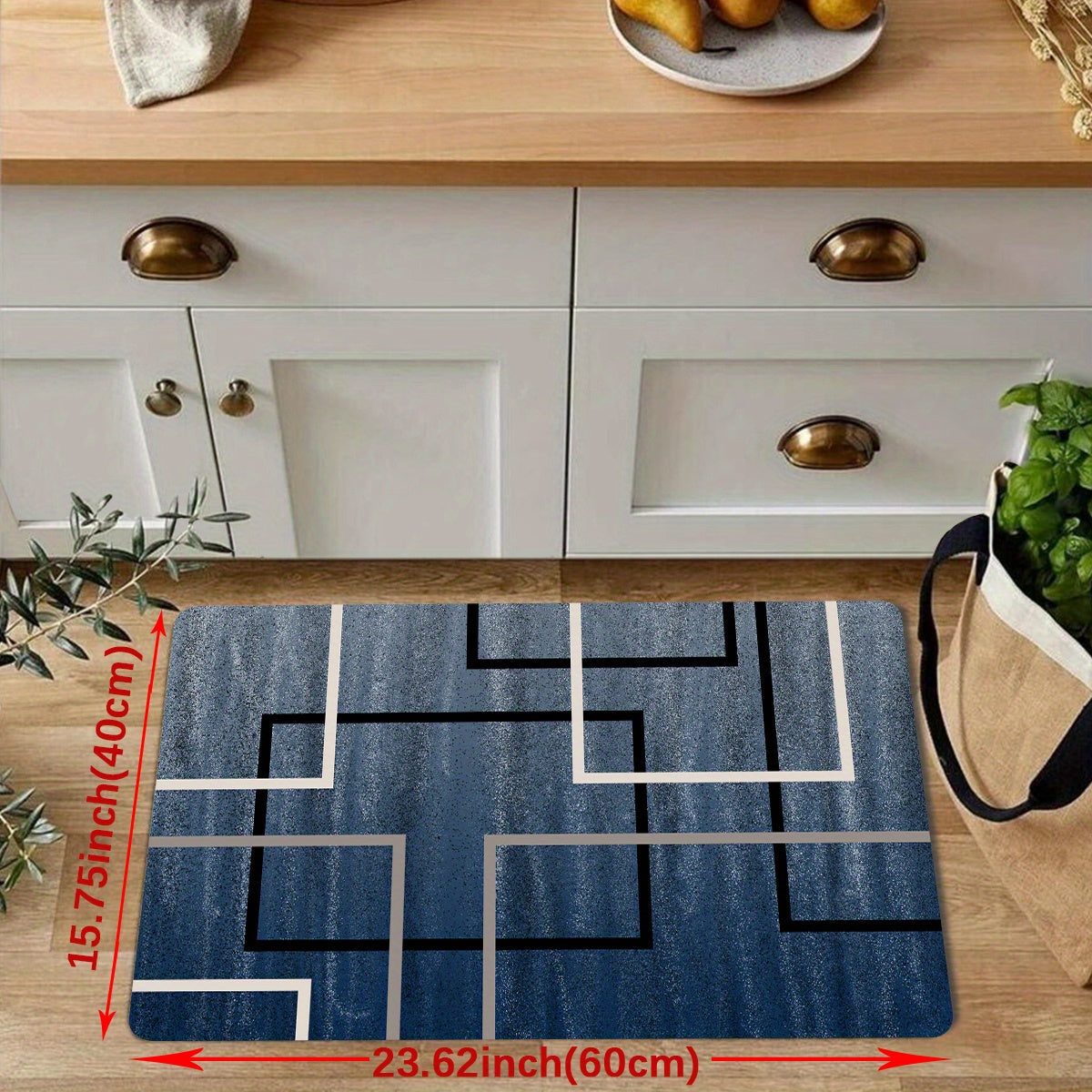 Geometric Anti-Fatigue Kitchen Mat, Non-Slip Foam Absorbent Bath Mat