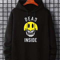 Men's Dead Inside Print Hoodie Casual Drawstring Hoodie