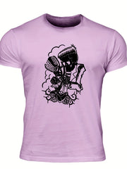 Men's Vintage Skeleton Graphic T shirt Casual Comfy Crew Neck Tee