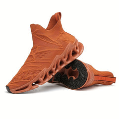 Men's Flame Pattern High Top Lace Up Knitted Sneakers