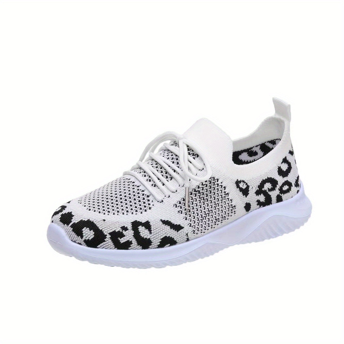 Leopard Pattern Breathable Sneakers Low Wedge Casual Sporty Shoes