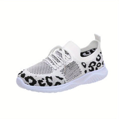 Leopard Pattern Breathable Sneakers Low Wedge Casual Sporty Shoes