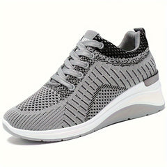 Women's Knitted Running Sneakers Comfortable Height Increase Sneakers