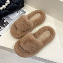 Cozy Fluffy Plush Indoor Slippers Soft Sole Warm Fuzzy Open Toe Shoes