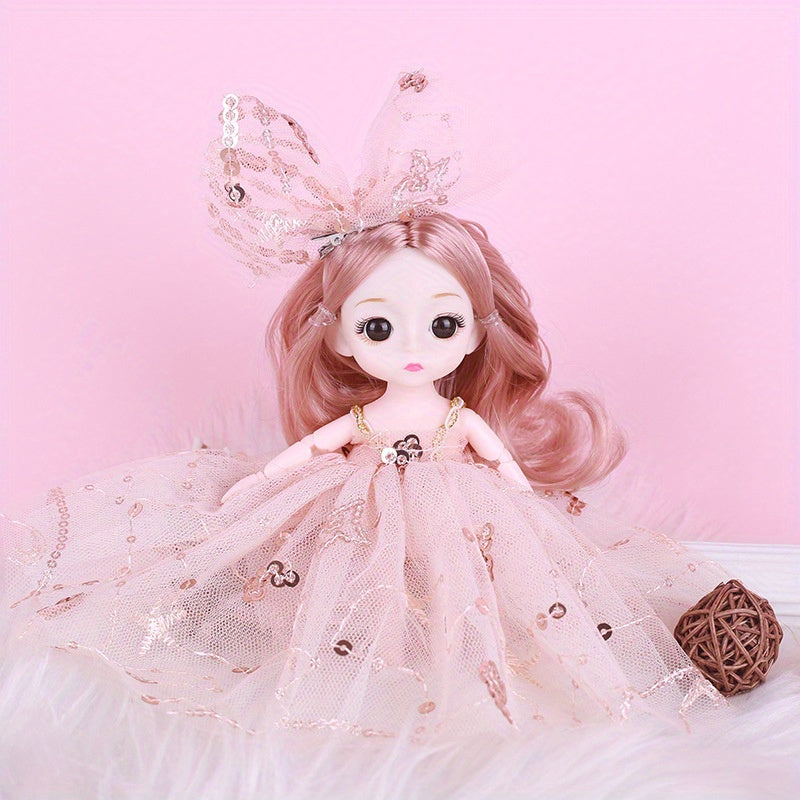 6.69in Yellow Duck Princess Doll Realistic Doll for Girls Dress Up Ornament
