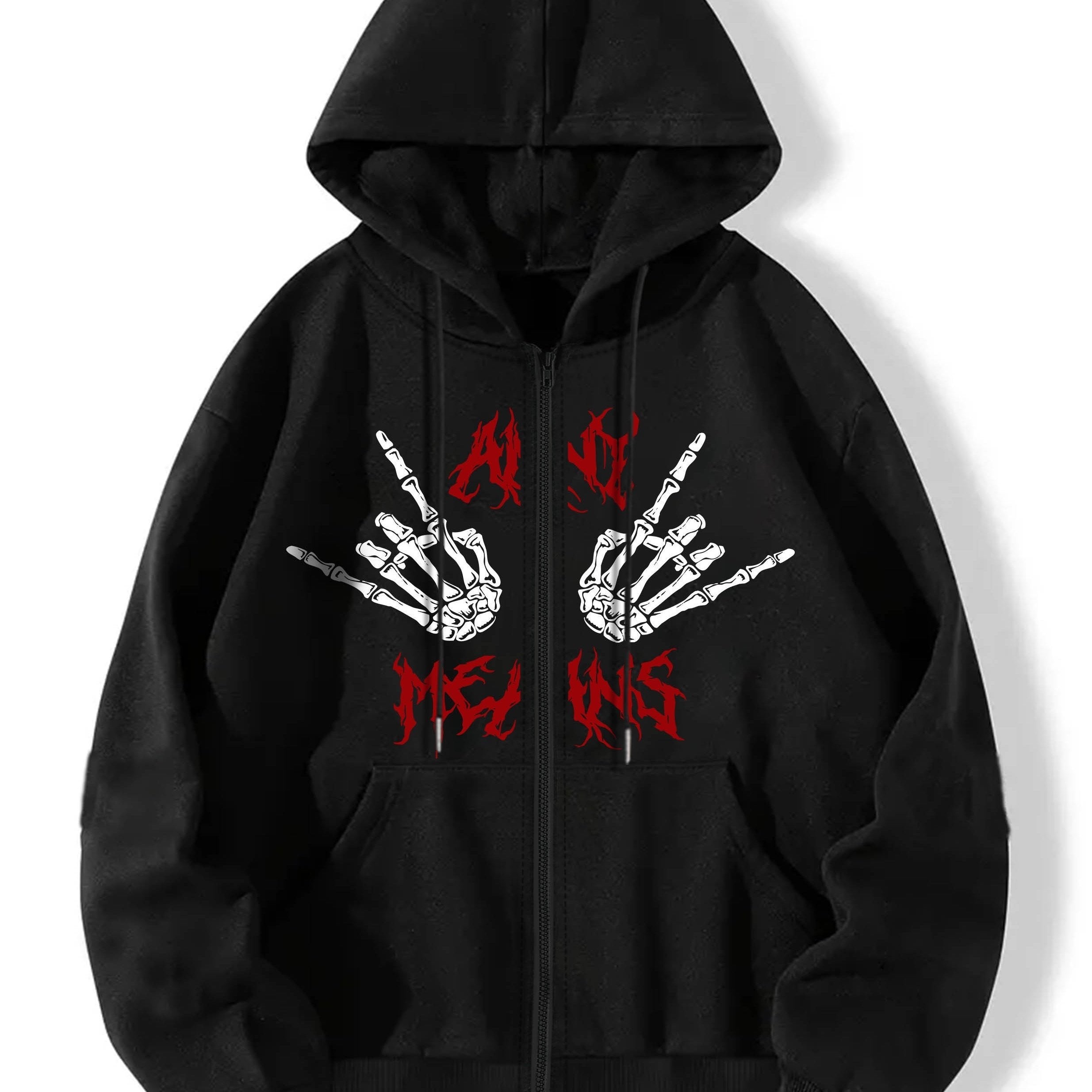 Skeleton Hands Graphic Hooded Sweatshirt for Halloween