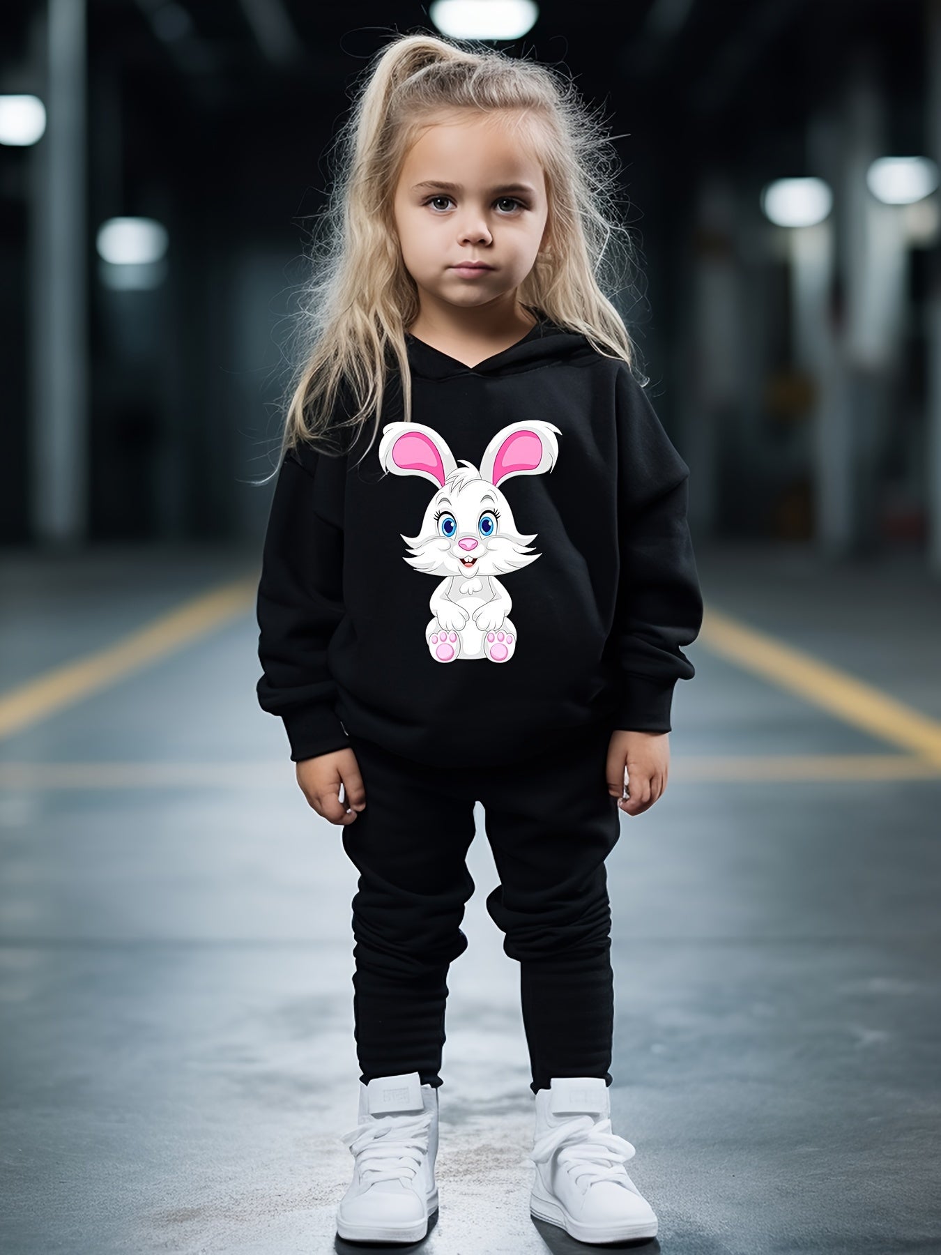 OERYUI Bunny Print Hoodies Pants Set For Spring Fall