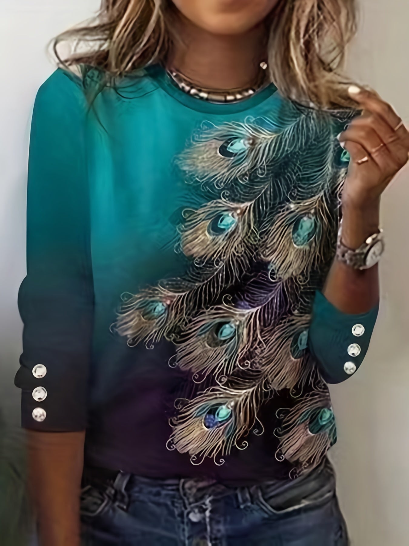 Abstract Print Crew Neck Sweatshirt