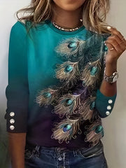 Abstract Print Crew Neck Sweatshirt