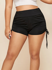 Casual Shorts Women's Plus Side Tie Ruched High Rise Yoga Shorts