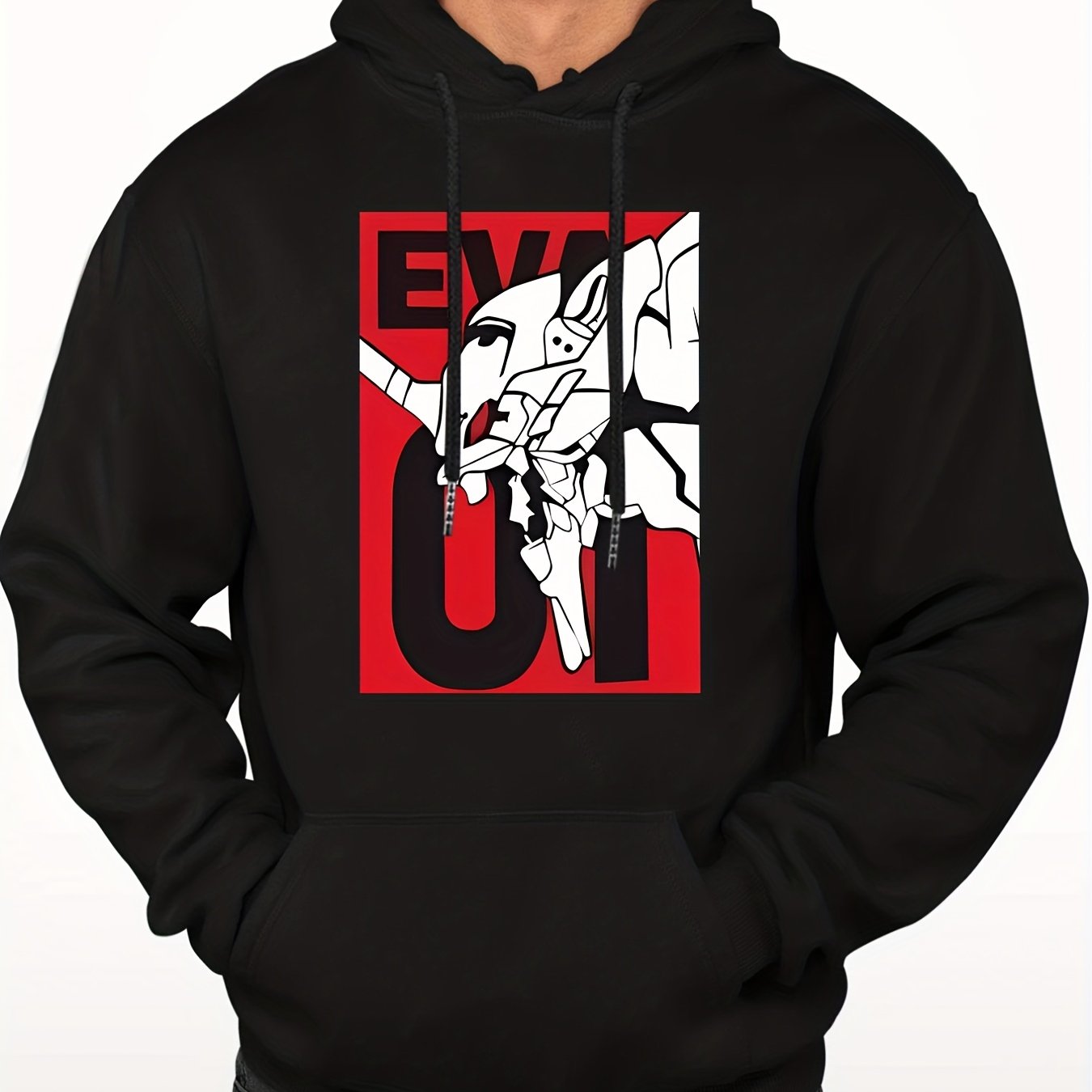 Men's Casual Mechanical Monster Print Hooded Sweatshirt