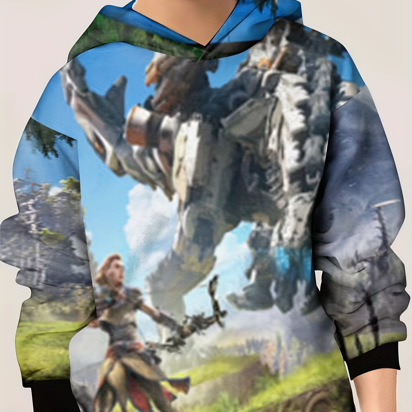 Warrior & Monster Print Kid's Hoodie Unisex Pullover Casual Hooded