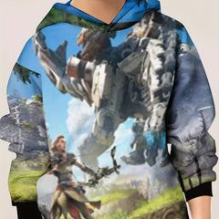 Warrior & Monster Print Kid's Hoodie Unisex Pullover Casual Hooded