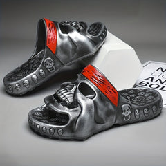 Men's Skull Slip-on Sandals Outdoor Slides Walking Shoes