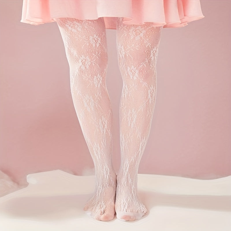 Floral Jacquard Fishnet Tights High-Waist Mesh Pantyhose