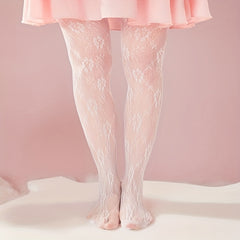 Floral Jacquard Fishnet Tights High-Waist Mesh Pantyhose